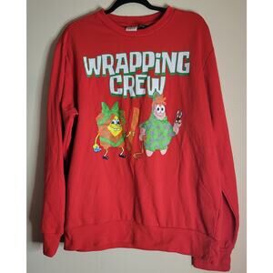 Spongebob Squarepants Christmas Sweatshirt Wrapping Crew Medium Ugly Sweater